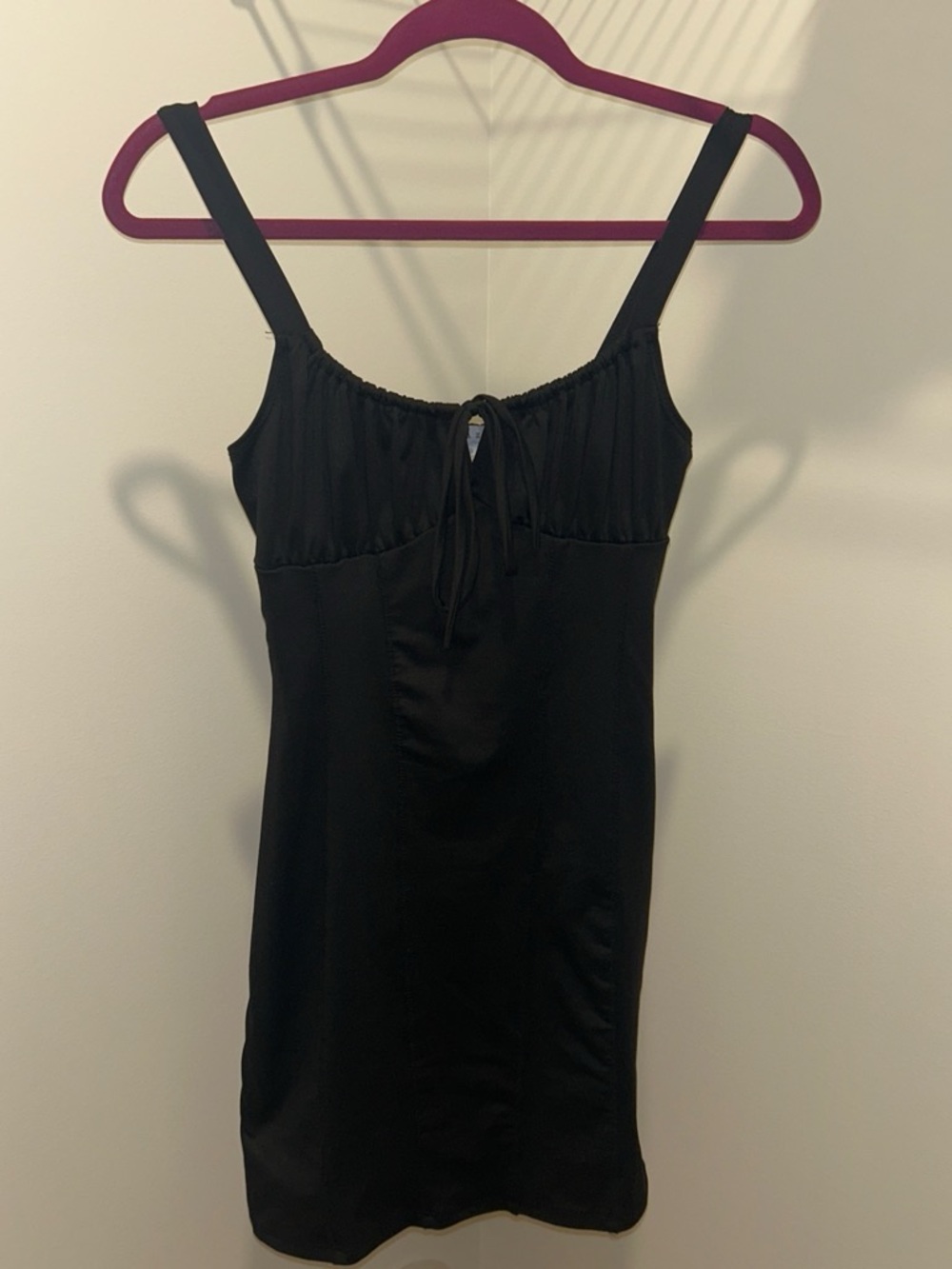 gaze Black Mini Dress with Tie Detail